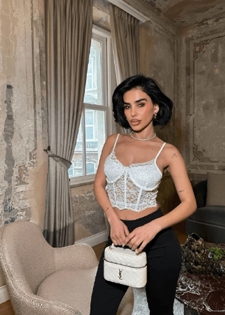 Taşlı Dantel Crop Bluz