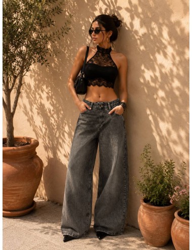 süper wide leg gri