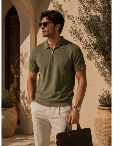 Erkek Slim Fit Fermuarlı Polo Tişört